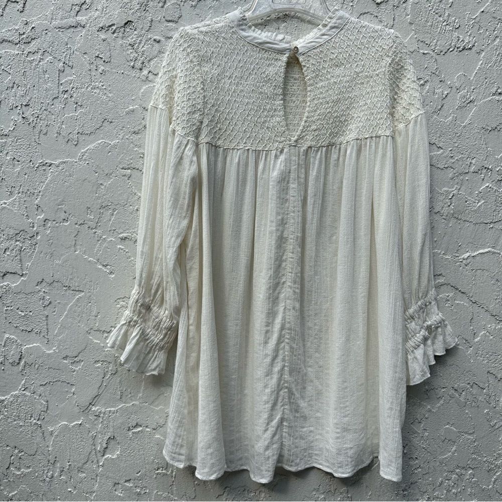 FREE PEOPLE Obi Mila Smocked Tunic Blouse Size Medium - Picture 11 of 12